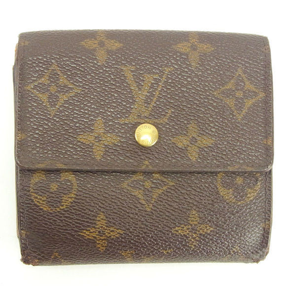 Louis Vuitton Monnaie Trifold Porte Carte Canvas Brown Wallet Vieux - Picture 1 of 6